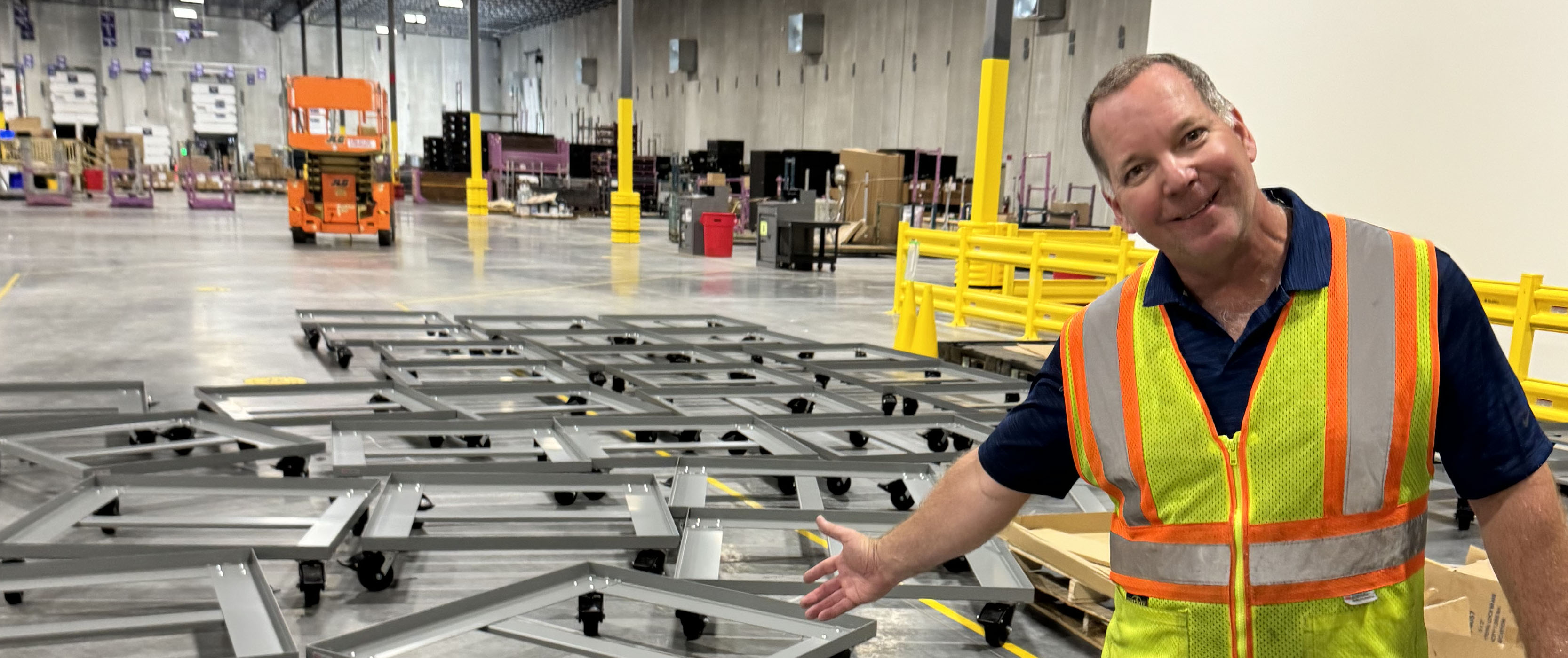 Tom Wintz in a warehouse